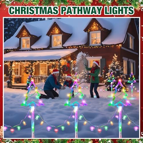 10 Pcs Christmas Tree Pathway Lights Outdoor Decorations, Colorful - Image 6
