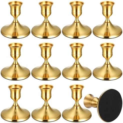 12PCS Brass Black Taper Candle Holders, Vintage Candlestick Holders by Ovveroche