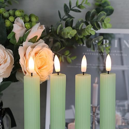 Wondise Green Flameless Flickering Taper Candles with Remote and Timer - Image 6