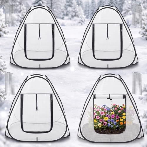 4 Pcs Plant Covers Freeze Protection, 22 x 22 x 24 in, White by Wesnoy