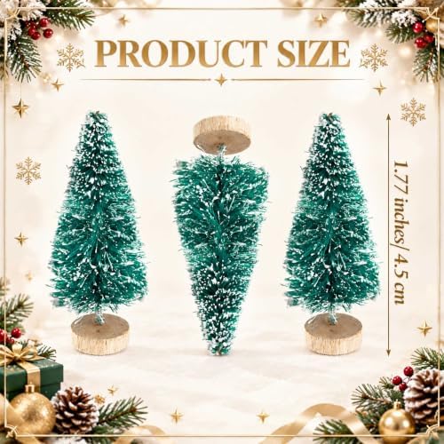 Sumind 96 Pcs Mini Bottle Brush Trees Small Christmas Trees, Light Green - Image 2