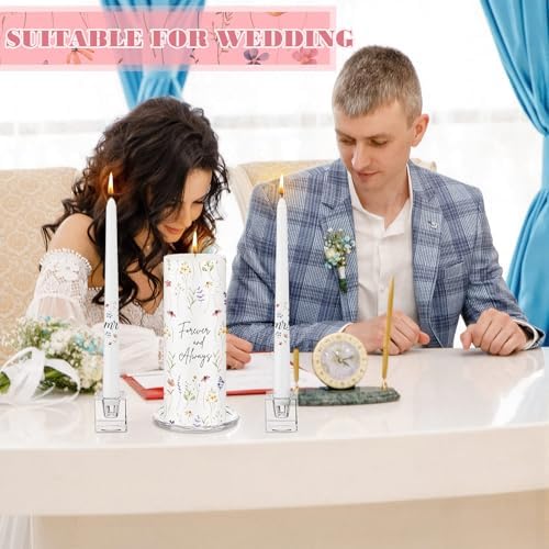 Irenare Unity Candles for Wedding Ceremony with Holder,Wildflower - Image 6