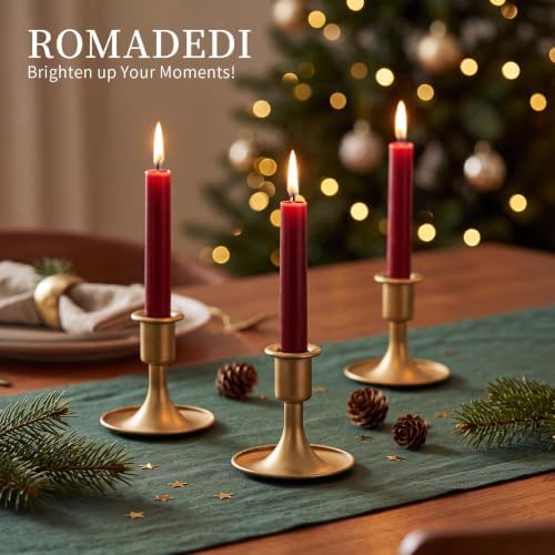 Romadedi Gold Taper Candle Holders, Set of 2, Christmas, Wedding Decor - Image 7