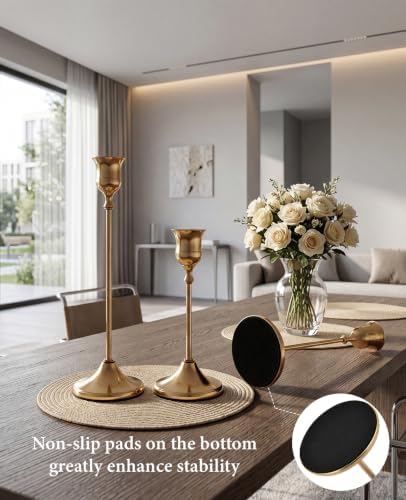 3 Pcs Brass Gold Taper Candle Holders Vintage Table centerpieces - Image 6