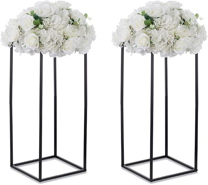 Black Plant Stand Pedestal Stand - 2 Pcs Metal Plant Stand, 23.6in Tall Flower Stand Vase Flower Holder, Wedding Centerpieces for Table, Corner Planter Pot Rack for Living Room, Home, Patio Decor