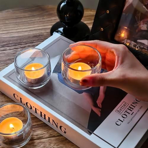 Gurfuy Clear Glass Votive Candle Holders 6 Set - Tealight Candle Holder for Festival Wedding Propose Parties Holiday Table Centerpiece Shelf Decoration Fall Home Decor - Image 4