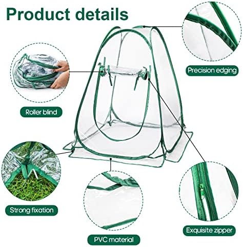 Lyellfe Pop Up Greenhouse Cover, PVC Mini Greenhouse with Nails - Image 4