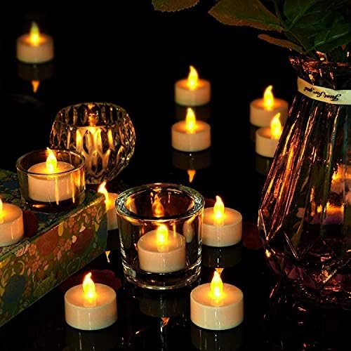 Battery Operated Flameless Tea Lights : 24PACK LED Electric Candles Lamp Realistic and Bright Flickering Holiday Gift Long Lasting for Birthday Wedding Party Celebrations Decoration Warm Yellow - Image 3
