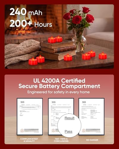 Homemory 50-Pack Red Flameless Battery Tealight Candles, 200+ Hours - Image 3