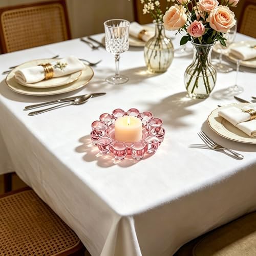 Chic Pink Bubble Glass Candle Dish – Modern Clear Glass Candle Holder for Tealights & Diffusers, Decorative Tray for Home & Tabletop Decor（1 Pack） - Image 5