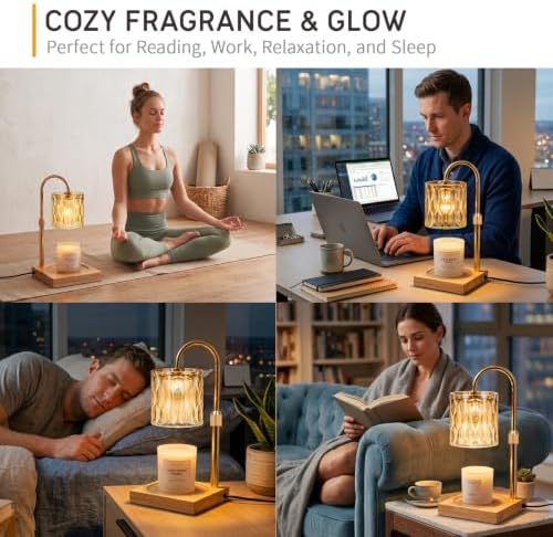 Candle Warmer Lamp with 3 Bulbs, Adjustable Height Dimmable Candle Warmer with Timer, Candle Lamp with Charming Gift Box Ribbon,Birthday Gifts for Women Mom, House Warming Gifts New Home Decor - Image 2