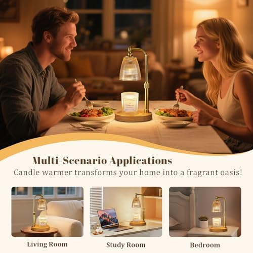 Hong-in Amber Candle Warmer Lamp with Timer Dimmable,Birthday Gifts for Women Sister,House Warming Gifts New Home,Adjustable Height Wax Melt Warmer for Jar Candles,Ideal for Office,Bedroom Home Decor - Image 5
