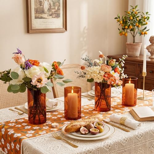 TBWIND 12pcs 6 Inch Amber Glass Cylinder Vases for Centerpieces - Image 3