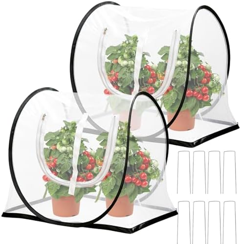 2 Pcs Garden Plant Protector Covers with Mesh Vents, 26.8"x25.6"x16.9" Pop Up Insect Barrier for Raised Beds, Easy Setup Netting to Guard Vegetables, Seedlings, Potted Plants Outdoor by Unknown