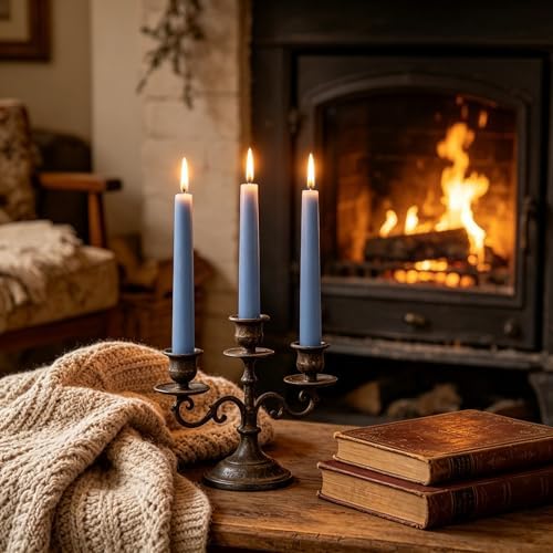 Dusty Blue Taper Candles for Home Decoration, 20 Pack 10 Inch Unscented Dripless Candlesticks for Dinner Party - Image 3