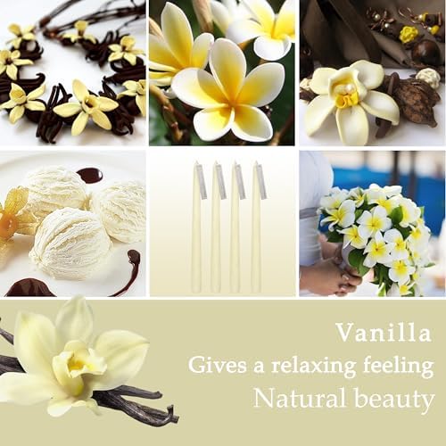Ivory Taper Candles 4 Pack Vanilla Cream Scented Candles 10 inch Long Candlesticks for Wedding Festiva Dinner Holiday Decor - Image 4