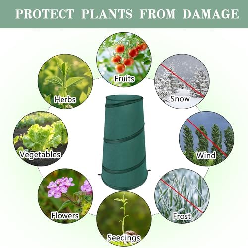 2 Pcs Pop Up Frost Protection Plant Cone, 8" x 13" x 22" Non-Woven Winter Plants Freeze Protection Tent, Cold Weather Insulated Plant Protective Cone for Ice Snow Frost Protector Indoor & Outdoor - Image 4
