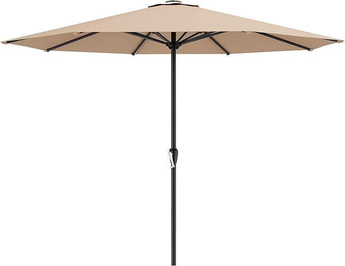 AreShark 12 FT Patio Umbrella for Outdoor, Outdoor Table Umbrella with Push Button Tilt and Crank, Outdoor Patio Umbrellas with 8 Sturdy Ribs, Patio Umbrellas for Market, Garden, Pool (Beige)
