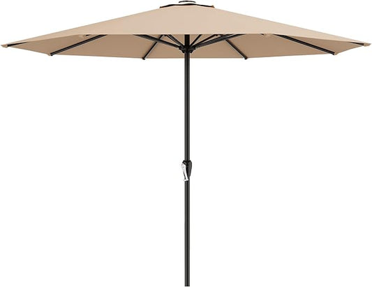 AreShark 12 FT Patio Umbrella for Outdoor, Outdoor Table Umbrella with Push Button Tilt and Crank, Outdoor Patio Umbrellas with 8 Sturdy Ribs, Patio Umbrellas for Market, Garden, Pool (Beige)
