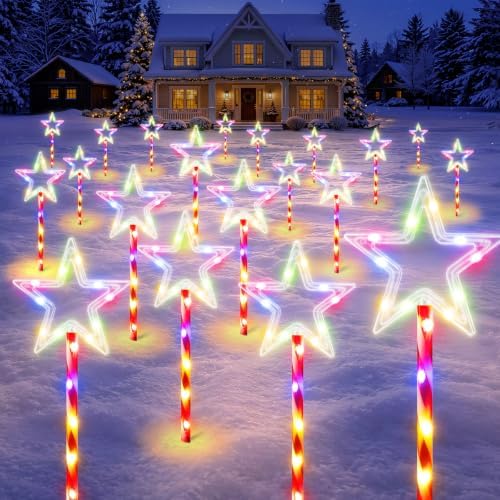 20 Pack Christmas Decorations Outdoor Solar Candy Lights, Multicolor by HALHSAP