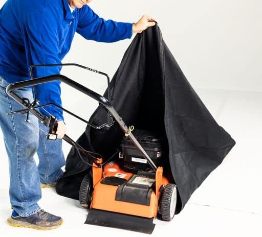 Jokari Waterproof 60 Inch Lawn Mower Equipment Cover Bag with Oil Absorbing Pad. Pro Grade Heavy Duty Polyester Rain Proof Zip Up Case Protects Mowers Outdoors from Snow, Ice or Wet Weather All Year