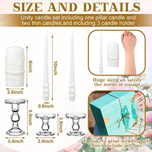 Irenare Unity Candles for Wedding Ceremony with Holder,Classic Style - Image 3
