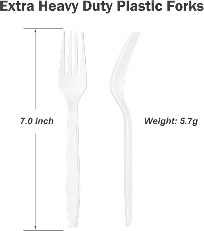 Dealusy 360 Count Extra Heavy Duty White Plastic Forks Disposable, BPA-Free, Heat Resistant, Solid and Durable Disposable Forks Bulk, Premium Plastic Forks heavy duty for Party Supply