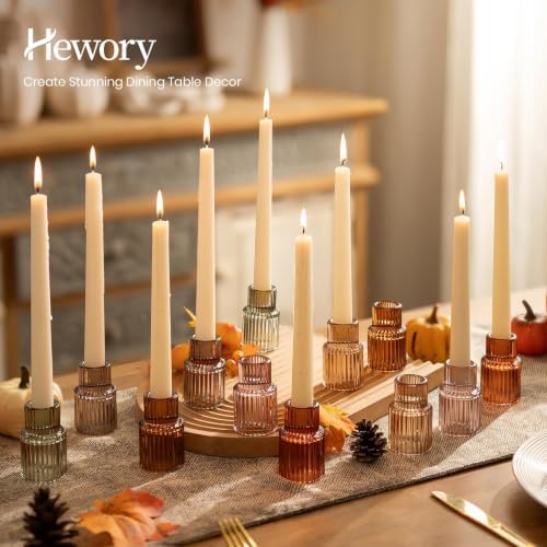 Hewory 24PCS Vintage Color Glass Taper Candle Holders for Table Centerpiece - Image 4