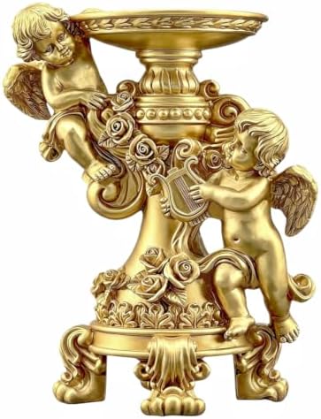 Vintage Angel Candle Holder Figurine Resin Golden Decor Holiday Home Gifts by BigStoneArt