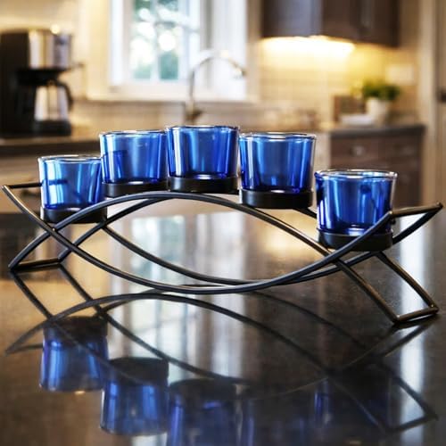Seraphic Dining Table Centerpiece Decorations, Tealight Candle Holder, Blue by Seraphic