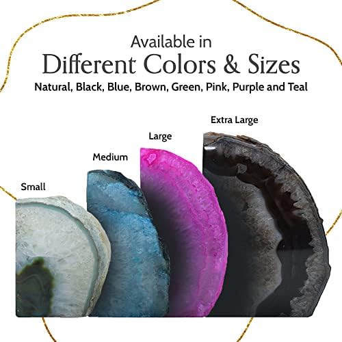 Nature's Decorations Green Agate Bookends – A+ Grade Geode Heavy Duty Decorative Stone Crystal for Shelves & Bookcases, Natural Polished Bookshelf Decor, 1 Pair 6-8Lbs
