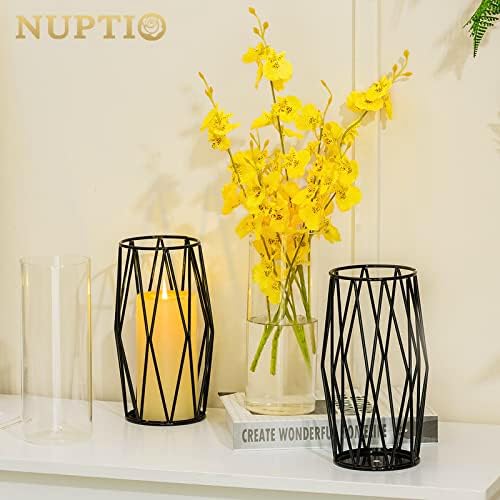 NUPTIO Black Geometric Hurricane Glass Candle Holder, 1 Piece - Image 6