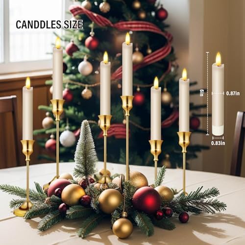KSWING Upgraded Real Wax Short LED Flameless Taupe Taper Candles with Remote, 6 PCS Candlesticks Battery Operated 3D Flickering- 6" Realistic Fake Candle Sticks for Home/Wedding/Fireplace Xmas Decor - Image 6
