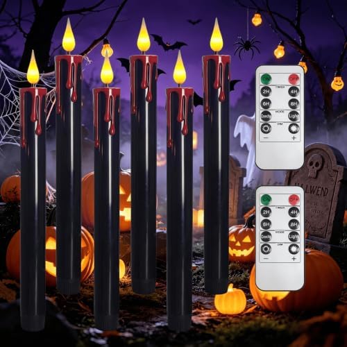 Halloween flameless taper candles with remote, LED bleeding candlesticks by Unknown