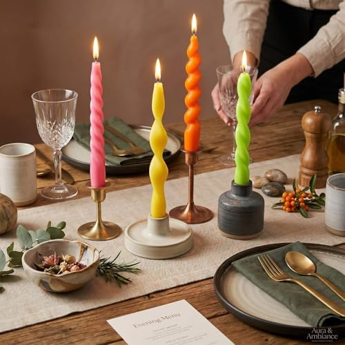 Nuanchu 4 Pcs Twisted Taper Candles,7.87 Inch,Pure,Neon - Image 3