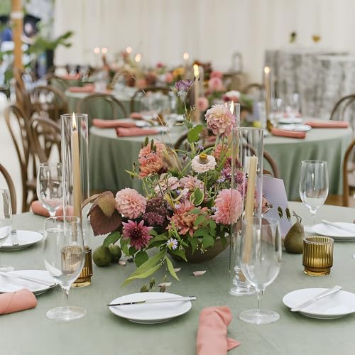 Hurricane Glass Candle Holders, Set of 20 Candlestick Holders for Taper Candles with 11.8" Tall Windproof Cylinder Cover Candle Stand Bulk for Table Centerpieces on Wedding Birthday Housewarming Decor - Image 4