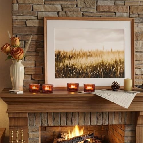 12 Pack Tealight Amber Candle Holders, Votive Tea Light Candle Holder - Image 5