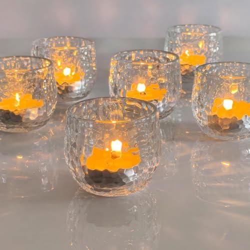 Gurfuy Clear Glass Votive Candle Holders 6 Set by Gurfuy