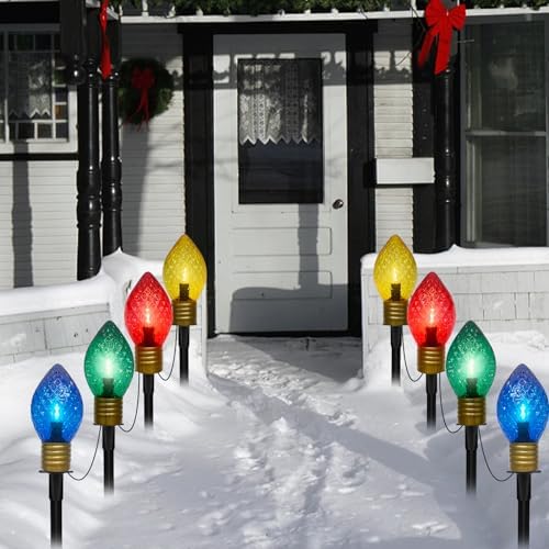 Christmas Multicolor Pathway Lights Outdoor, 7.5 Ft Strawberry Jumbo C9 Walkway Lights with 4 LED Large Bulb, Connectable Christmas Walkway Light for Winter Holiday Outside Yard Garden Lawn Decor - Image 6