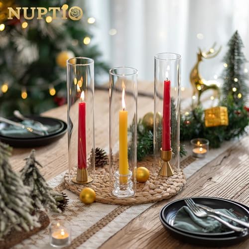NUPTIO Hurricane Candle Holder for Candlestick: Clear Glass Cylinder Cover - Image 4