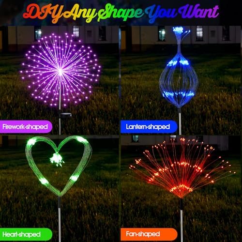 Tujoe 6 Pcs Christmas Solar Firework Stake Lights 180 LED 8 Modes Solar - Image 5