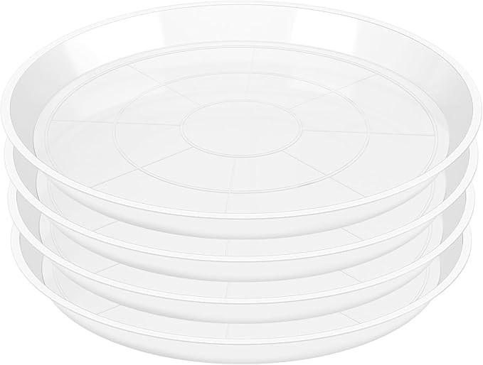 OUPSAUI 4 Pack Clear Plant Saucer 4 6 8 10 12 14 16 18 20 22 Inch Plant Trays for Pots, Plastic Extra Large Planter Saucers for Outdoors Indoors, Drip Catcher Water Tray for Plants (6 Inch)