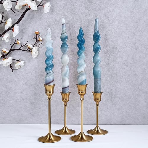 NJAO HOO Candlesticks 7.5 in Spiral Taper Candles Twisted Candle Sticks Hand Printing Marble Candlesticks for Home Garden Decor Simple Modern, 2Pcs - Image 5