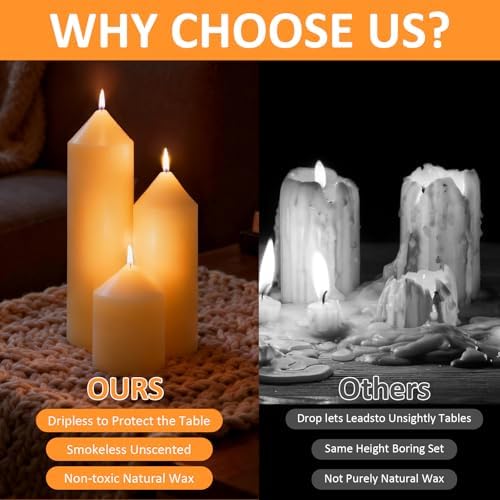 72 Pcs Ivory Pillar Candles Bulk Set，3 Different Lengths 2 x 3/6/8 Inch (24 Each)，Hurricane Candles，Dripless Unscented Smokeless，Gives You a Better Atmosphere When Organizing an Event Party. - Image 3
