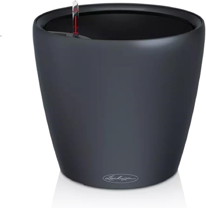 Lechuza Classico Color LS 43 Slate, Self-Watering Round Planter, D16.9 H15.4 in