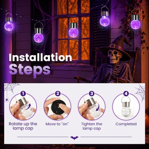 GIGALUMI Solar Hanging Lights Outside Halloween Decoration Lanterns 8 PC - Image 3