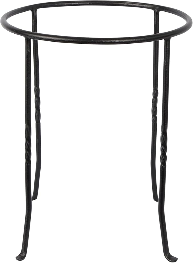 Fb14 Ring Wrought Iron Metal Plant Birdbath Bowl Stand Flowerpot Holder Black for Indoor Outdoor Garden Patio Yard Decorative Display Support Durable Classic Design Use Home Decor Style