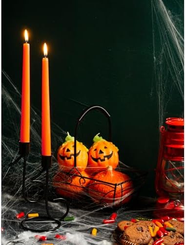 CANDWAX 10 inch Orange Taper Candles Set of 12 — Dripless Unscented Orange Candlesticks for Halloween Decorations, Dinner Table Centerpiece or Thanksgiving Décor - Image 4