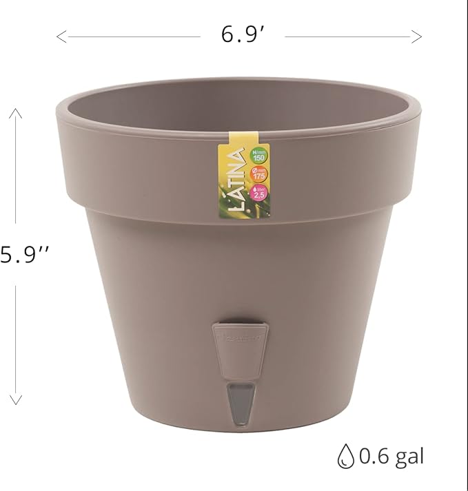 DECOPOTS - Pack of 3 - Self Watering Planter - Height 6.9 inches - Flower Pot with Bottom Watering Level Indicator for All House Plants, Flowers, Herbs (Diameter 6.9", Shade)