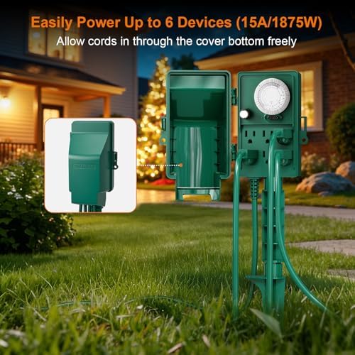Outdoor Power Stake Timer 24-Hour Mechanical Timers Waterproof - Image 3